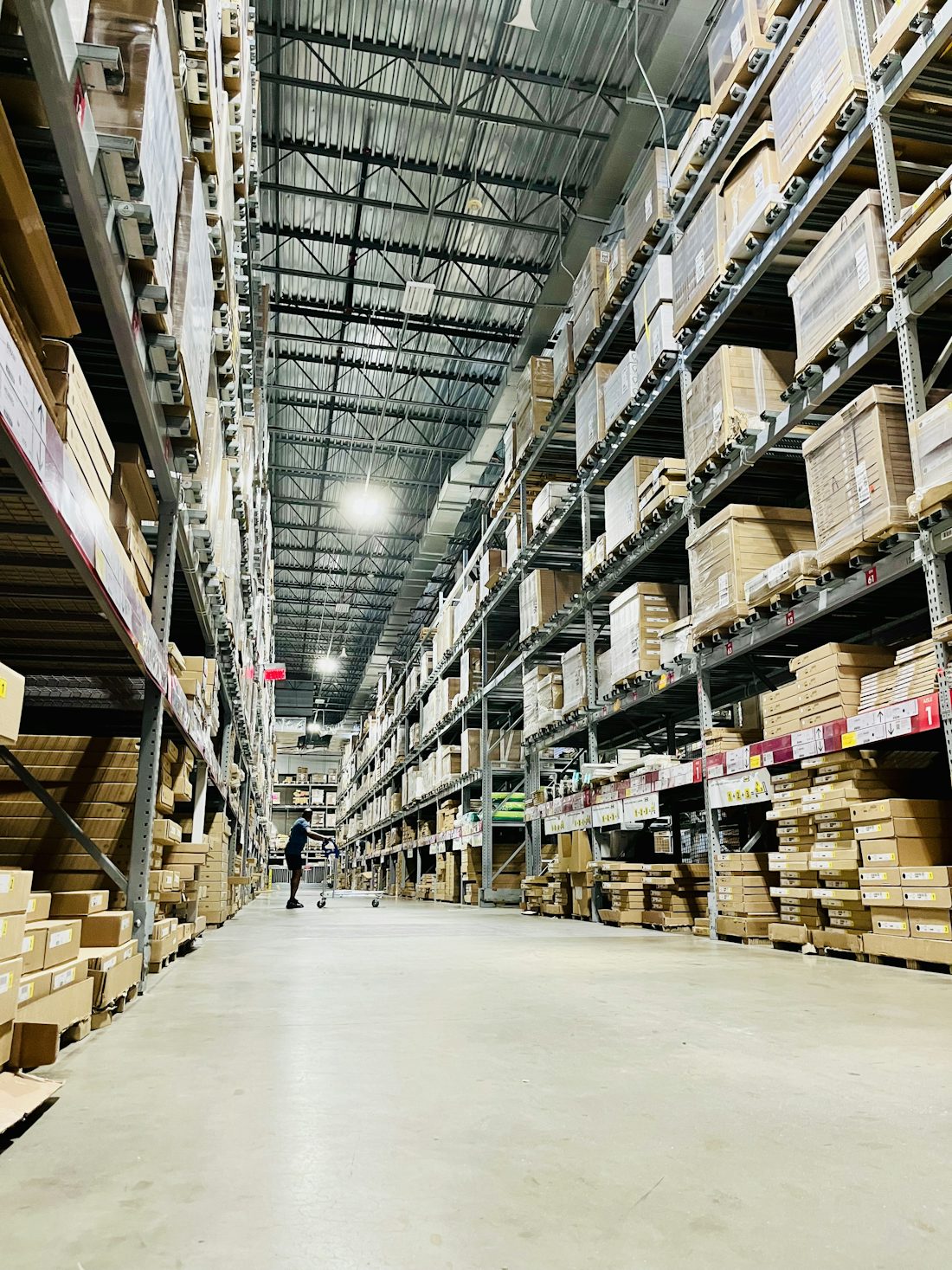 Warehouse racking with aviation parts